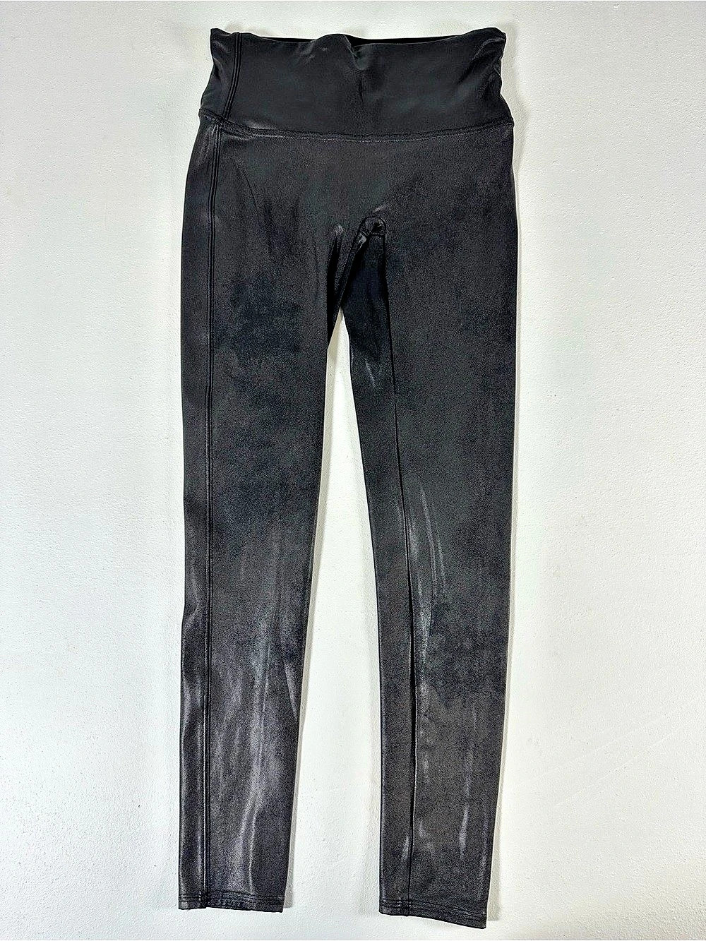 SPANX Women’s Leggings Black Faux Leather High-Rise Ankle Large Pull On